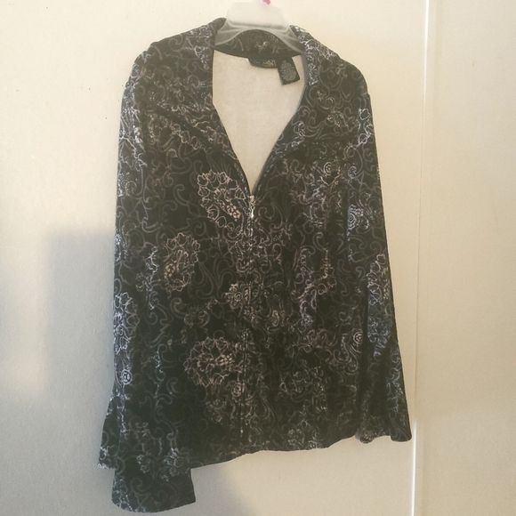 FLASH SALE 🔥 Jane Ashley Full Zip Velour Jacket Size 2X - Picture 1 of 5